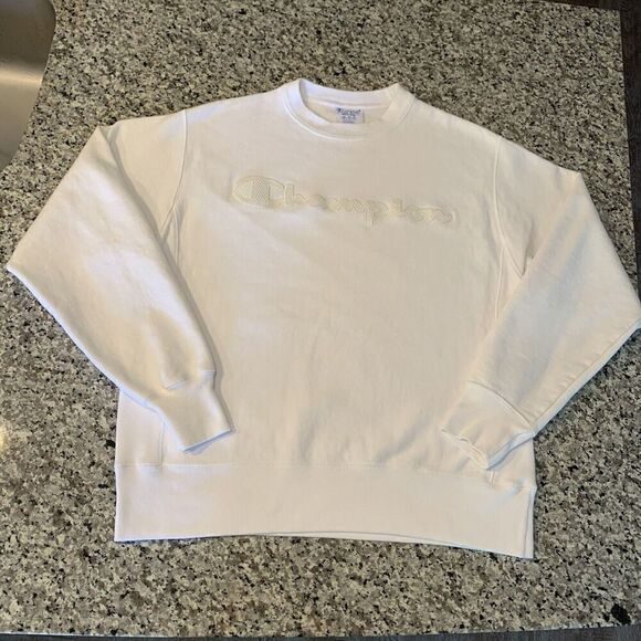 Vintage Champion Reverse Weave Sweatshirt Mens M 80s-90s Distressed Spellout - Picture 1 of 7